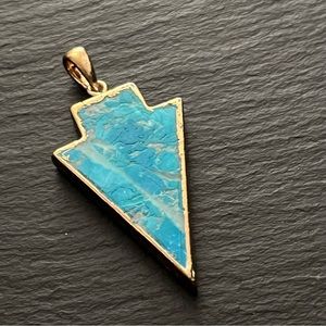 Bohemian Turquoise Color Gold Foiled Arrow Head Pendant